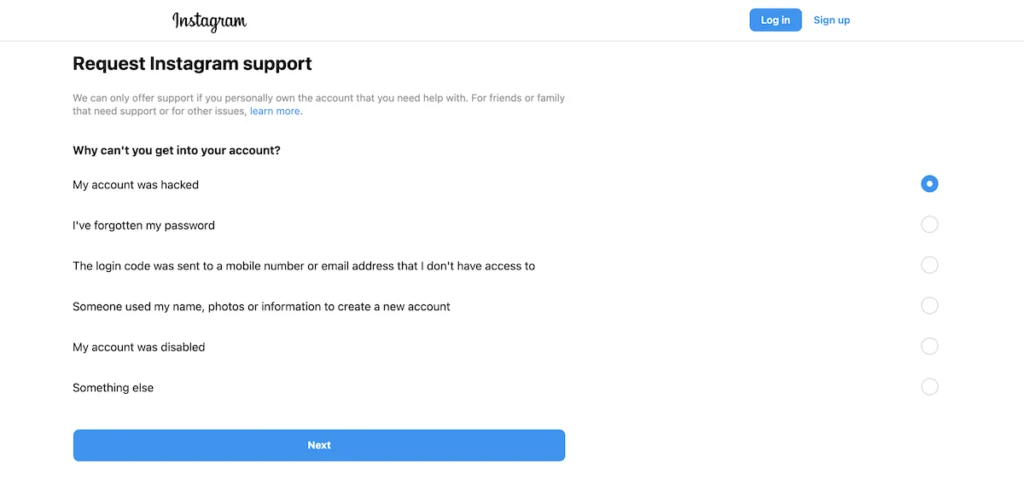 Instagram Account recovery tool