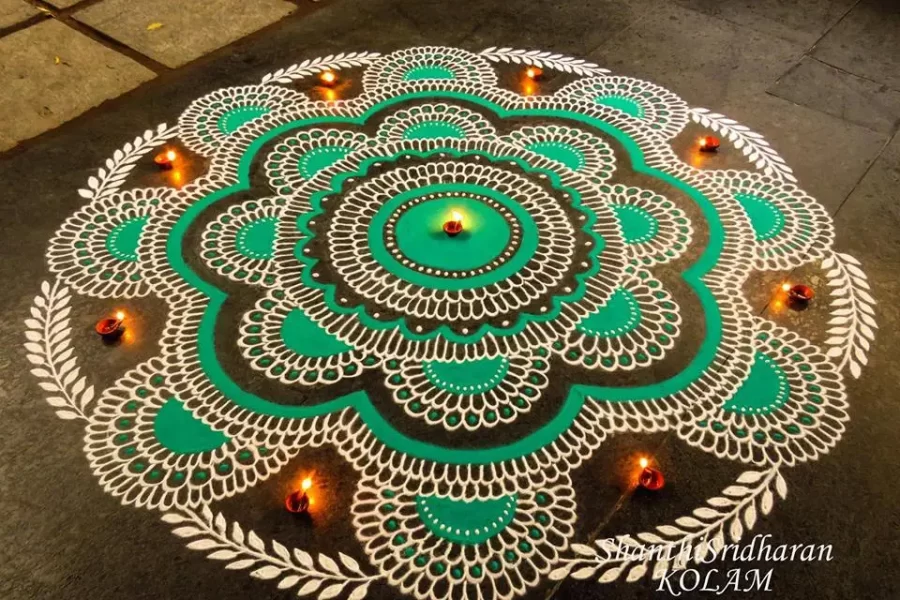 Rangoli decoration in diwali